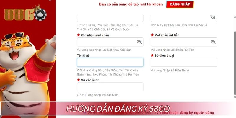Hướng dẫn thao tác đăng ký 88GO dễ dàng nhanh chóng